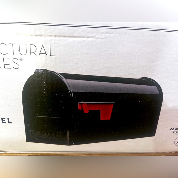 Architectural brand Other - Black Mailbox with Red Flag medium size capacity for lots of posh packages